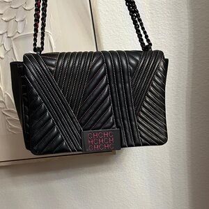 Carolina Herrera Bimba Black and Red Quilted Shoulder Bag